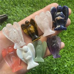 Decorative Figurines 1.5" Guardian Angel Figurine Natural Healing Crystal Gem Statue Home Stone Decoration Study Craft Gift Trinket