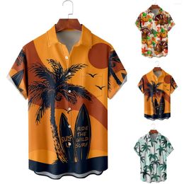 Men's Casual Shirts Mesh Sleeve Mens Printed Hawaiian Short Button Down Beach Shirt For Man Thermal Workout Men