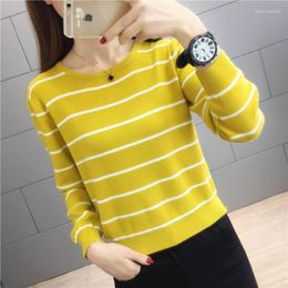 Women's Sweaters Woman Long Sleeve Striped Pullover Female Sweater Knitted O-Neck Tops Ladies Pull Femme Basic Bottoming Jumpers G36