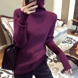 Women's Sweaters PEONFLY Autumn Winter Women Turtleneck Sweater Oversize Warm Pullovers Long Sleeve Cashmere Loose Jumper