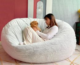 Chair Covers Drop Fluffy Velvet Giant Bean Bag Cover No Filler Big Beanbag Sofa Bed Seat Pouffe Ottoman Couch Puff
