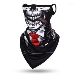 Bandanas Skull Face Scarf Bandana Hanging Ear Balaclava Sports Neck Gaiters Digital Print Outdoor Windproof Thin Triangular Scarves