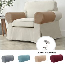 Chair Covers 2Pcs Sofa Armrest Cover Soft Jacquard Stretchable Arm Solid Couch Elastic Slipcover For Recliner Loveseat Protector