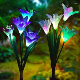 Fashion 1 Pack Outdoor Garden LED Solar Powered Flower Lights Multi-Color Changing Light For Patio Yard Decoration