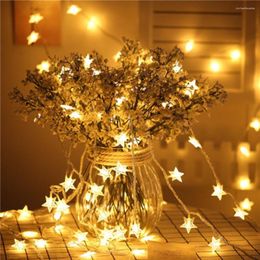 Strings LED Star Lights String Fairy Night Light For Christmas Garland Room Bedroom Indoor Five-pointed Starry Sky Wedding Party