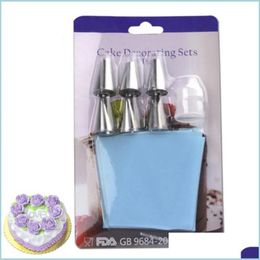 Cake Tools 8Pcs/Set Russian Icing Pi Tips Sile Cream Pastry Bag Stainless Steel Nozzle Set Diy Cake Decorating Drop Delivery 2021 Ho Dh6S1