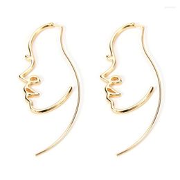 Hoop Earrings Creative Jewellery Abstract Women Face Earring 7.5 3.5cm Unique Gold/Silver Colour For Party Gift