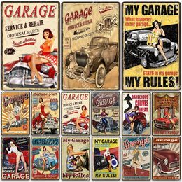 Beautiful Girl Metal Paintings Plaque Retro Classics Garage Sexy Lady Tools Iron Painting Pub Bar Club Art Home Wall Decor Poster Art Sticket size 30X20CM