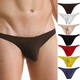 Underpants Fashion Men Briefs Sexy Underwear Ultra Thin Low Rise Soft Male Solid Color Intimates Big Size
