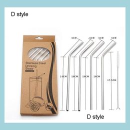 Drinking Straws Fda 304 Stainless Steel Sts Set With Retail Box Packing Curved Straight Milk Tea Coffee Drinking Drop Delivery 2021 Dhxqg