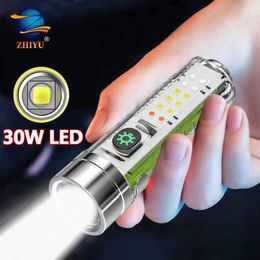 Flashlights Torches 30W LED High Power Flashlight 8 Modes Super Bright Mini Portable Lantern With Luminous Light For Outdoor Camping Hunting Torch L221014