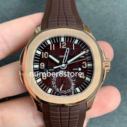 5164R Brown Dial V2 Mens Watch 18K Rose Gold Swiss 324 SC V2 Automatic 28800vph Sapphire Crystal Luxury Watches Rubber Strap Water Resistance