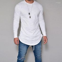 Men's T Shirts Men's T-Shirts Slim Fit O Neck Long Sleeve Muscle Tee Hipster T-shirt Casual Tops Blouse Hip Hop Basic Curved Hem Shirt