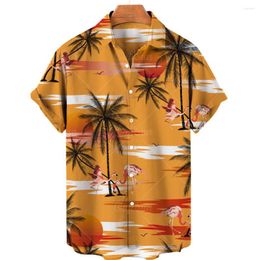 Men's Casual Shirts Fashion Hawaiian Men's Shirt 2022 3d Coconut Tree Print Oversized Short Sleeve Beach Top T-Shirt 5XL