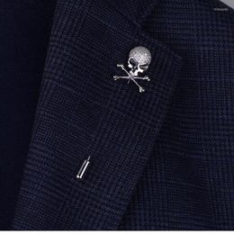 Brooches Bone Pin Top Quality Punk Skull Cloth Pins For Women Men Cool Skeleton Style With Rhinetsone Stone Femme Wholesale