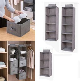 Storage Boxes 3/4/5 Layers Closet Organiser Wardrobe Cotton Clothes Hangers Holder Floding Cabinet Hanging Pocket