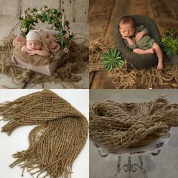 Christening dresses Newborn Photography Props Background Pad Cloth Hand-woven Hemp Rope Big Eye Pad Cloth Photo Studio Shooting Accessories T221014