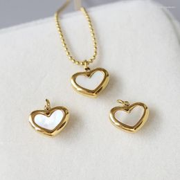 Pendant Necklaces 4PCS/Lot 18K Gold Plated Stainless Steel Love Heart Shell Charms For Women Earrings Necklace Hademade Jewellery Findings