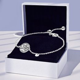 Sparkling Family Tree Slider Bracelet with Original Box for Pandora Real 925 Sterling Silver Women Girls Wedding Jewelry Hand Chain Girlfriend Bracelets