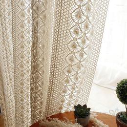 Curtain & Drapes American Style Handmade Cotton Thread Crochet Hollow Tulle For Living Room Bedroom Villa Window Decor Voile#4