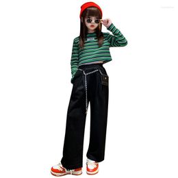 Clothing Sets Kids Suit Striped Tops Pants With Chain Bag Two Pieces Costume For Teen Girls Spring Autumn 5 7 8 9 11 13 14Yrs