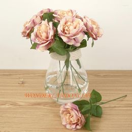 Decorative Flowers 6Colors Artificial Silk Single Rose Home Flower For DIY Wedding Wall Valentine's Day Gift Without Vase