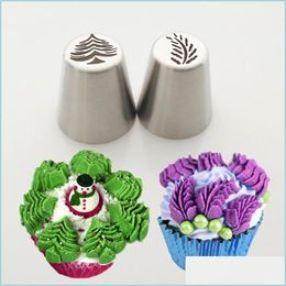 Cake Tools Christmas Design Icing Pi Tips Stainless Steel Russian Nozzles Bakeware Cupcake Cake Decorating Pastry Baking Tool Cream Dhdiy