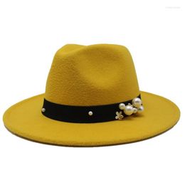 Berets Winter Womens Felt Hat Wide Brim Imitation Wool Fedora Hats Jazz Classical Floppy Cloche Cap Top Chapeau 14 Colours