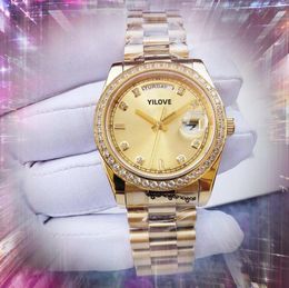 Womens Day Date Diamonds Ring Watch 36mm 316L Stainless Steel Time Week Bracelet Automatic Mechanical Superior Quality Gifts All Golden Wristwatches