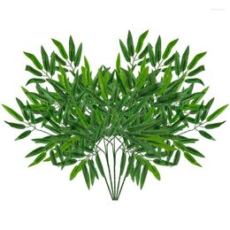 Decorative Flowers 5pcs Artificial Bamboo Leaf Simulation Plastic Leaves Branches For Wedding Ornaments Home Garden Office Decorations