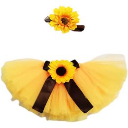 Christening dresses Baby Girl photo Accessaries Newborn Photography Props Baby Girl Dress Outfit Small Girl Sunflower Headband Photography Cloth T221014