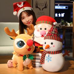 Deer Santa Claus Plush Toy Stuffed Animal Soft Cute Elk Snowman Pillow Doll Toys for Children Girls Kids Christmas Gift