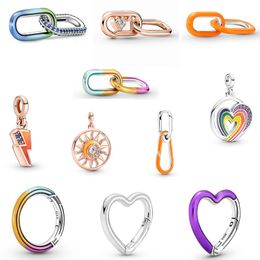 925 Sterling Silver Dangle Charm Women Beads High Quality Jewellery Gift Wholesale Me Rainbow Heart Of Freedom Medallion Bead Fit Pandora Charms Bracelet DIY