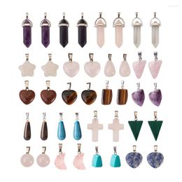 Pendant Necklaces 1Box Natural & Synthetic Mixed Stone Pendants Charms For DIY Handmade Necklace Bracelet Jewellery Findings Accessories