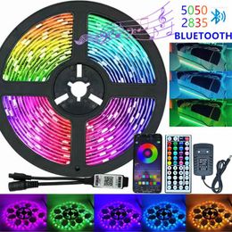 Strips Infrared/Bluetooth/WiFi LED Strip Lights RGB 2835 Flexible Lamp Tape Ribbon With Diode DC 12V 5M 10M Remote Control Adapter