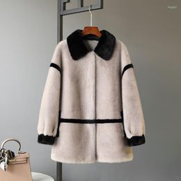 Pur 2022 feminino Mulheres Mink Casas Faux fêmea Turn Down Down Slave Moda de moda de moda de moda de retalhos Winter Warm Lady Casual Jacket Z128