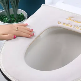Toilet Seat Covers Warm Cover With Handle Accessories Soft Plush Zipper WC Mat Bathroom Decoration
