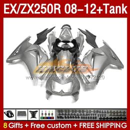 Fairings & Tank OEM For KAWASAKI NINJA ZX250R EX250R 08 09 10 11 12 ZX250 EX250 R 163No.64 ZX-250R 2008 2009 2010 2011 2012 EX ZX 250R 08-12 Injection Fairing glossy silvery