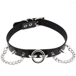 Choker ZIMNO Rivets Stainless Steel Chains Leather Collar Sexy Bondage Chokers Women Goth Necklace 2022 Gothic Kpop Jewelery