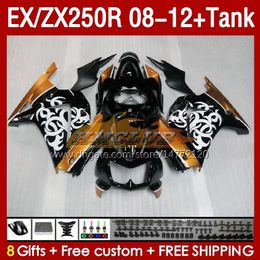 Fairings & Tank OEM For KAWASAKI NINJA ZX250R EX250R 08 09 10 11 12 ZX250 EX250 R 163No.51 ZX-250R 2008 2009 2010 2011 2012 EX ZX 250R 08-12 Injection Fairing golden black