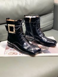 2022 mini stivale strass scarpe stivali firmati primavera e autunno morbido caviglia Martin moto donna pelle bovina pelle di sego tacco basso in vera pelle fibbia fascino