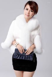 Women's Fur 2022 Faux Coat Mink Hair Rex Cape Jacket Black White Overcoat Imitation Collar XXXL