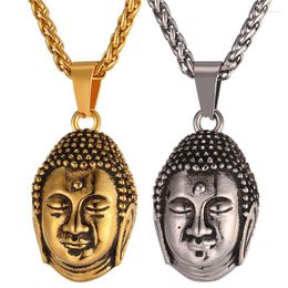 Pendant Necklaces Gold Color Buddha Necklace For Men/Women Wholesale Hollow Head Religious Jewelry P366