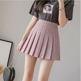 Skirts Summer Women Korean High Waist Plaid Mini Skirt School Girls Sexy Cute Pleated With Zipper Saias
