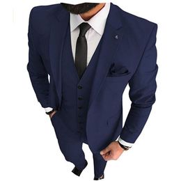 Navy Blue Wedding Tuxedos 2023 Groom Suits Groomsmen Prom Suits Jacket and Vest with Pants Tailor Made Suit