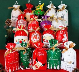 Christmas Plastic Drawstring Bags Candy Cookie Snack Gift Bags Birthday Party Wedding Decor RRE15123