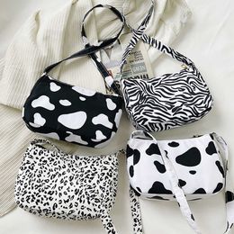 Evening Bags Fashion Women Cow Print Shoulder Bag Zebra Leopard Pattern Underarm Bags Ladies Hobos Female Small Handbags And Purses L221014