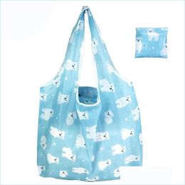 Storage Bags Large Storage Bags 190T Fancy Cloth Portable Shop Polyester Environmental Protection Bagsfolding Bagadvertising Gift Bag Dhiu2