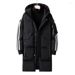 Men's Down Winter 2022 Korean Fashion Jacket Men Medium Length Teenagers Hooded Waterproof Handsome Coat Youth Drop Ship