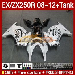 Injection Fairings & Tank For KAWASAKI NINJA EX250R ZX250R 2008 2009 2010 2011 2012 ZX250 EX250 R 163No.107 ZX-250R 08-12 EX ZX 250R 08 09 10 11 12 OEM Fairing white glossy